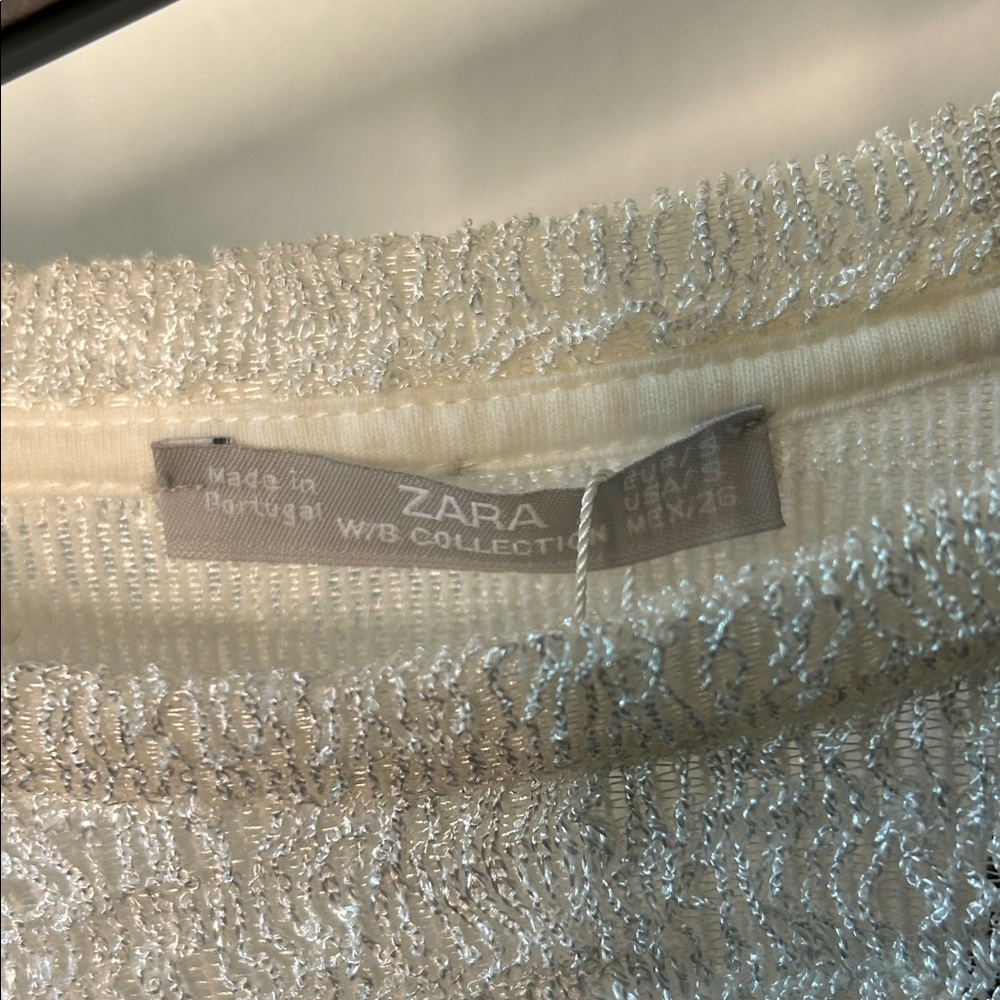 Zara Cream Textured Short Sleeve Tee - Picture 3 of 10